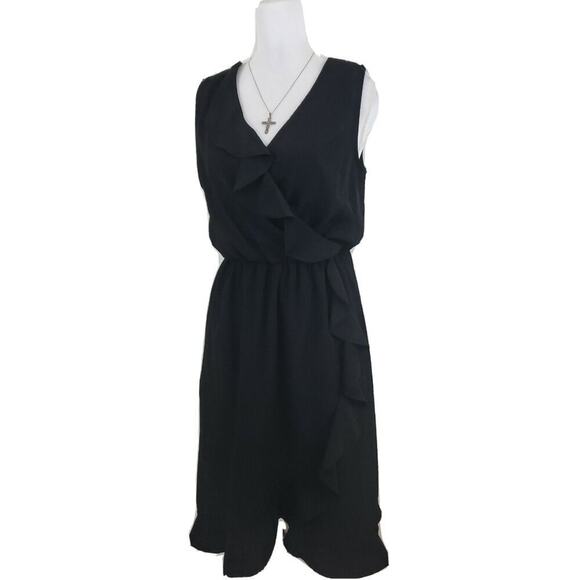 APT.9 ~Woman Size M~ Black Sleeveless V-Neck A-Line Wrap Dress NWT $50.00 - Picture 6 of 12